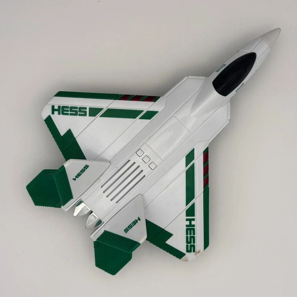 Hess 2010 Jet Fighter Toy Airplane White Green Lights Collectible Aircraft